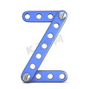 蓝色金属构造玩具字母 Z 3D 制成的字母表