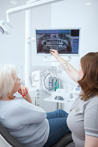 牙科治疗摄影照片_有牙科预约的高级妇女