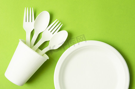 环保可生物降解纸一次性包装食品和纸玻璃。