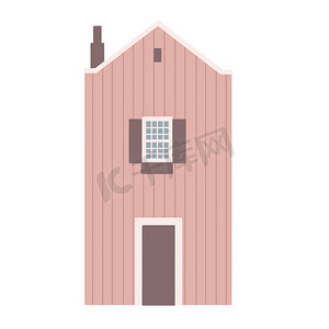 手绘可爱房屋摄影照片_平面设计的可爱房子，平静的色彩