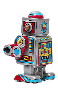 70年摄影照片_老式锡制机器人玩具