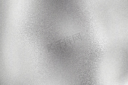 抽象发光摄影照片_抽象纹理背景，闪亮的银箔波金属墙