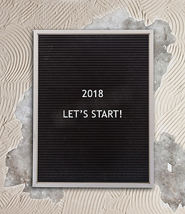 新年横板吊旗摄影照片_非常旧的菜单板-新年-2018