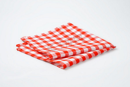 红方格桌布摄影照片_红色和白色餐巾