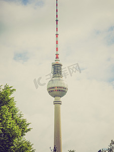 柏林电视塔摄影照片_复古外观柏林电视塔