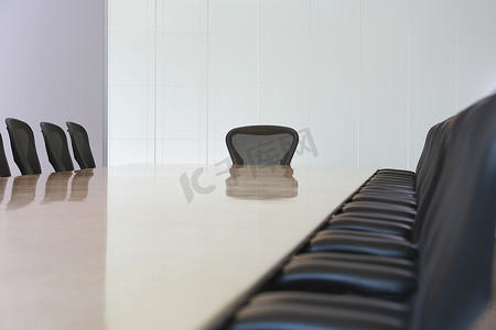 简单性摄影照片_带座位的空董事会会议室的视图