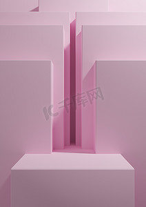 浅色、柔和、淡紫色粉红色 3D 渲染简单、最小、几何背景的产品讲台、展示背景或墙纸的展台展示模板