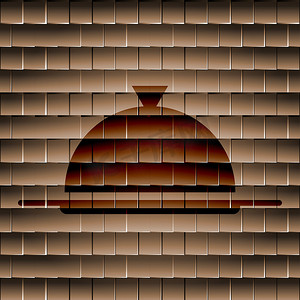 餐厅钟形图标平面设计与抽象背景