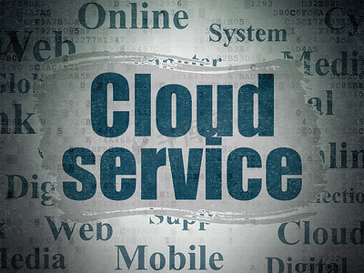 云网络概念：数字数据纸背景上的云服务