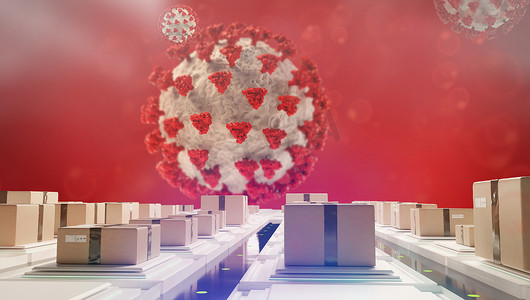 sars冠状病毒摄影照片_SARS-CoV-2 2019-ncov 冠状病毒 3d-illu 的包装和概念