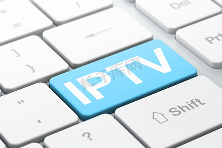 网页设计理念：电脑键盘背景上的 IPTV