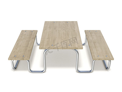 木制野餐桌3D