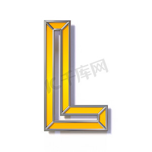 橙色金属线字体字母 L 3D