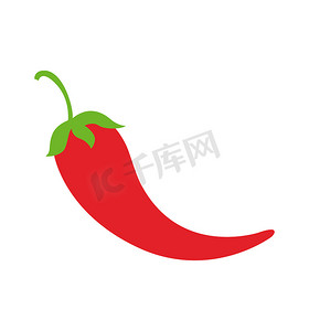 辣椒红色扁平墨西哥图标墨西哥胡椒矢量插图隔离在白色