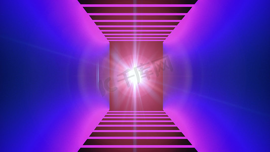 动态模仿摄影照片_现代霓虹灯隧道中的快速运动、旅行模仿、技术 3D 渲染计算机生成的背景