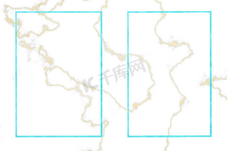 两个蓝色边框金矿物白色大理石图案和豪华 int