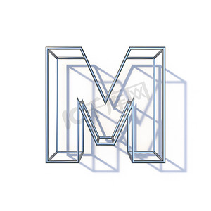 文本框摄影照片_钢丝框字体 Letter M 3D