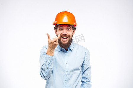 建筑行业官员橙色油漆安全的情绪工人