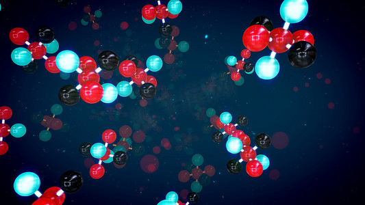 旋转红色摄影照片_旋转的彩色分子结构