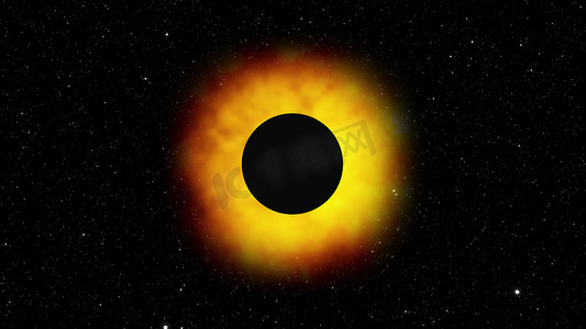 星空能量摄影照片_计算机生成的日食在星空背景下，3D 渲染