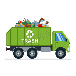 卡通片摄影照片_装有垃圾的垃圾车前往垃圾填埋场