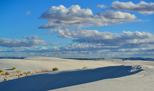 新墨西哥州摄影照片_新墨西哥州白沙石膏沙丘的沙漠景观