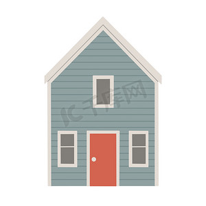 手绘可爱房屋摄影照片_可爱的房子，平面设计，平静的色彩