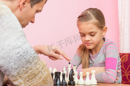 教皇向女儿解释国际象棋游戏的基础知识