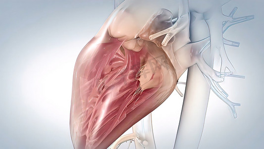 心脏血液摄影照片_主动脉在心脏，血液从心脏人体心脏解剖学流动，