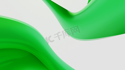 绿色背景海报设计摄影照片_抽象的绿色背景与挥舞着的几何形状。 