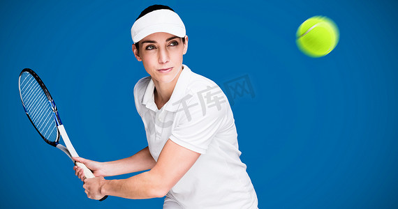 女运动员打网球的复合图像