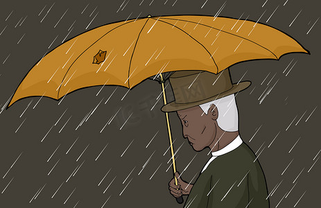 暴风雨中雨伞被撕破的男子