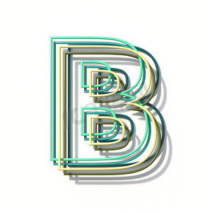 三色线字体字母 B 3D