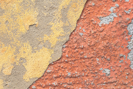 混凝土墙，旧石膏碎裂，垃圾混凝土表面，大背景或纹理