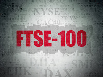 数字100摄影照片_股票市场指数概念：数字数据纸背景上的 FTSE-100