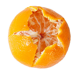 橘子去皮摄影照片_去皮多汁的橘子