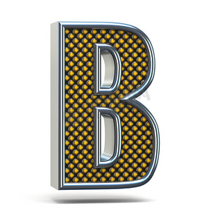 铬金属橙色点字体字母 B 3D
