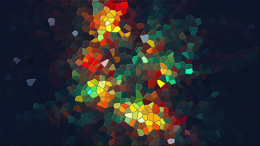 计算机生成各种形状的彩色马赛克的抽象背景，3D 渲染