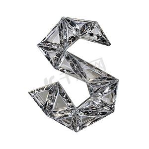 水晶三角字体字母 S 3D 渲染