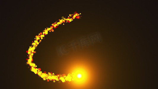 光线粒子摄影照片_彩色圆圈与闪闪发光的光线和粒子，计算机生成。