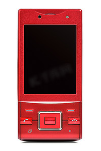 白色背景上的红色复古滑块手机