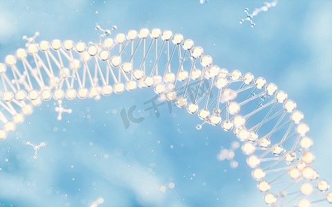 生物分子结构摄影照片_生物分子结构，3d 渲染。