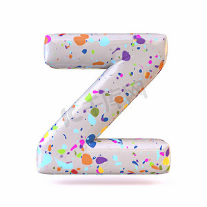 彩色水磨石图案字体字母 Z 3D