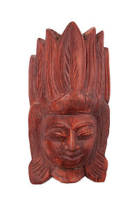 木制雕刻的斯里兰卡面具隔离在白色