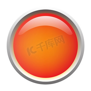 球矢量摄影照片_橙色孤立的矢量，有光泽的网页按钮。