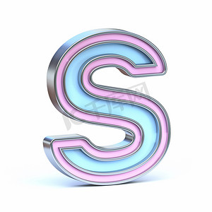 蓝色和粉色金属字体 Letter S 3D