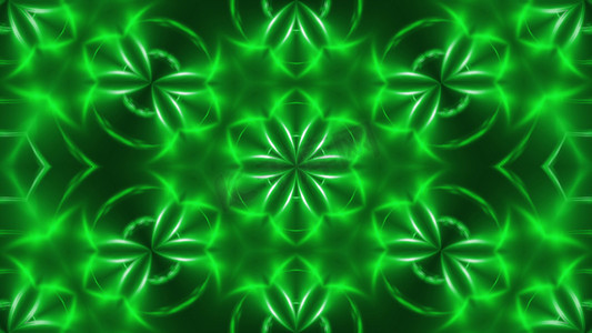抽象背景与 VJ 分形绿色万花筒。 