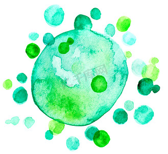 抽象水彩渐变绿色滴纹理。