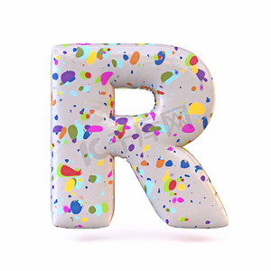 彩色水磨石图案字体 Letter R 3D
