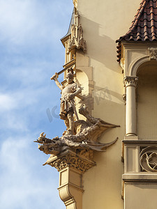 布拉格，捷克共和国-2015 年 2 月 20 日-圣乔治和龙雕塑